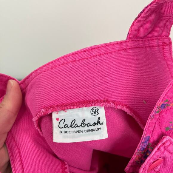 Vintage Calabash Pink Floral Denim Jumper Dress 5T - Picture 5 of 8